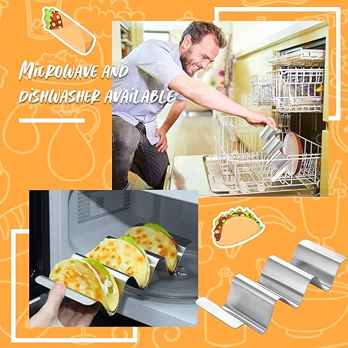 Miniatura 5 de 10 soportes para tacos de acero inoxidable, bandeja para tacos, soporte para tacos, soporta hasta 3 tacos, mantiene las conchas en posición