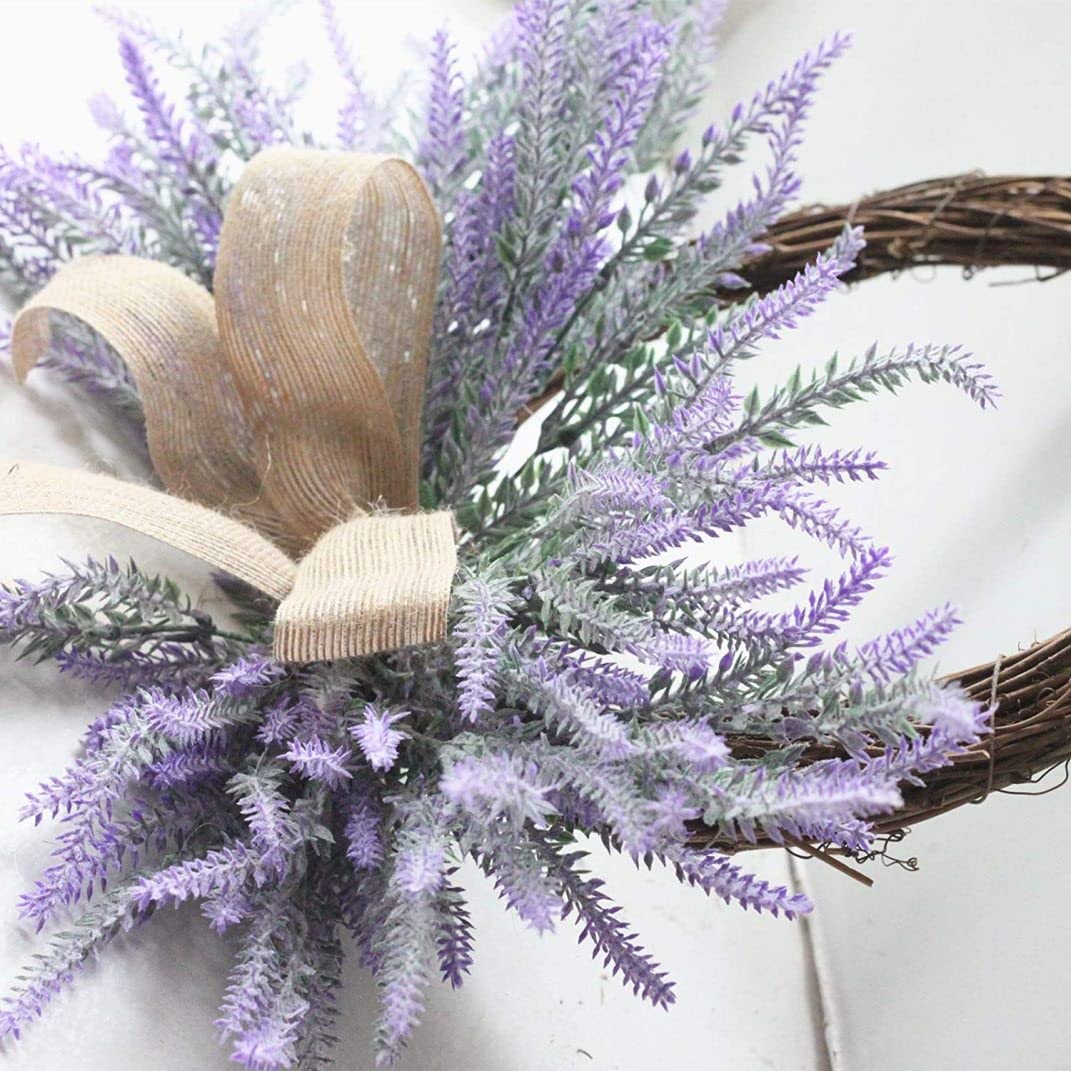 Ghirlanda di lavanda artificiale, ghirlanda di lavanda in seta con fiocco, ghirlanda di fiori artificiali per porta d'ingresso, finestra, parete, festa di nozze, casa, giardino, decorazione, viola, 1