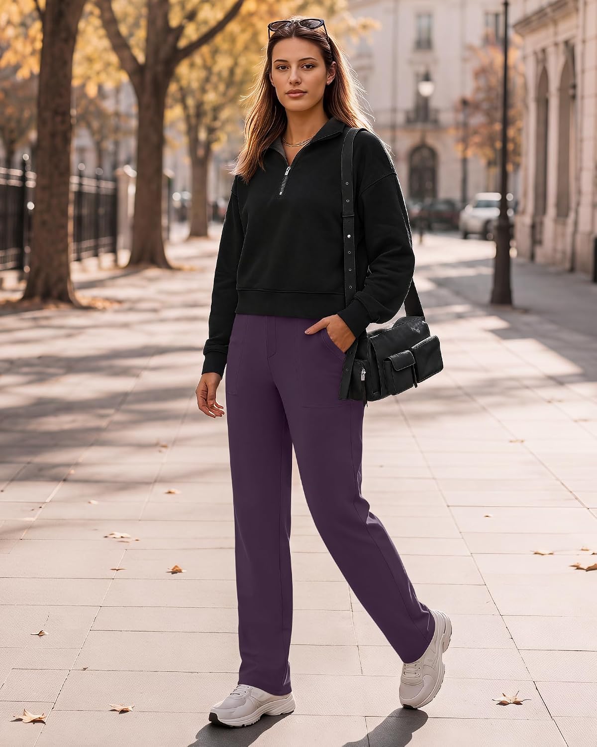 G4Free ShiftReady Women's Dress Work Pants with Pockets Yoga Straight Leg image 3