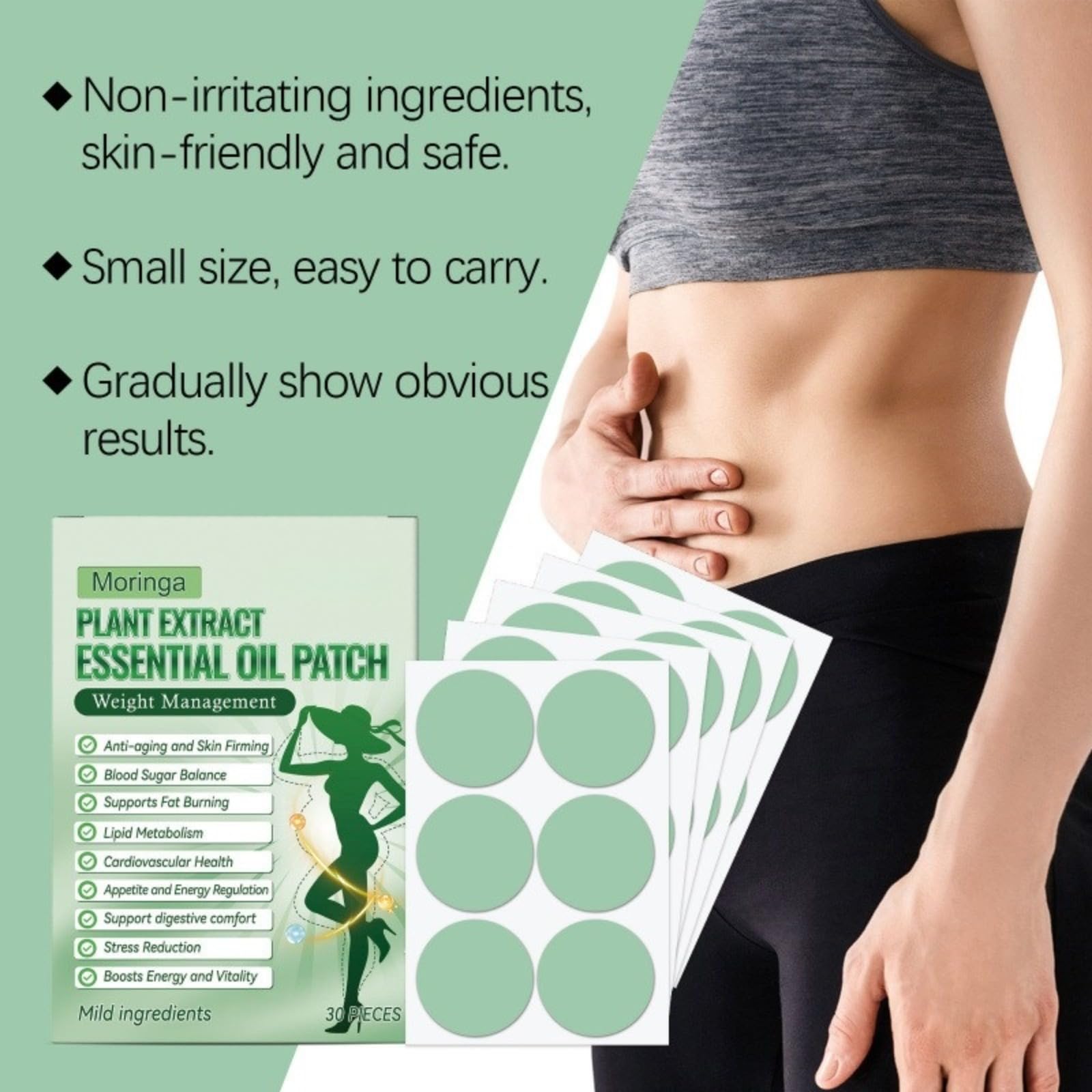 Moringa 10-EN-1 Patch, natürliche Inhaltsstoffe, für Damen und Herren