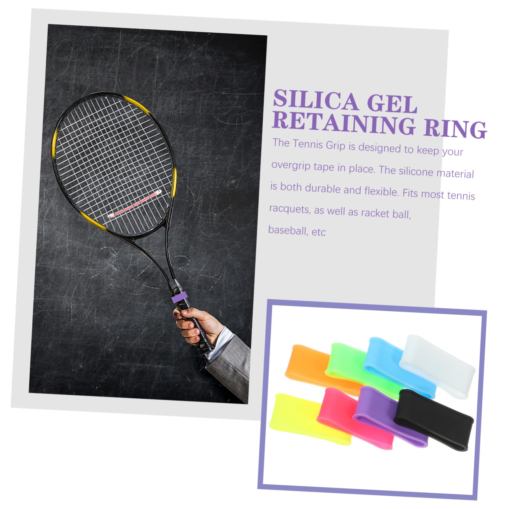 Sosoport Anello di Slittamento Nastro A Presa Overgrip Presa Badminton Impugnature da Badminton Tennis Anello per Racchetta Riutilizzabile Accessori Badminton Gel di Silice