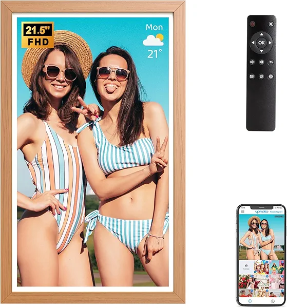 Fullja 21.5” WiFi Digital Photo Frame Large Digital Picture Frame, 32GB Storage Digital Art Frame, Share Photo Video via APP Email,1920x1080 FHD IPS Display with Remote Control, Free Cloud Storage