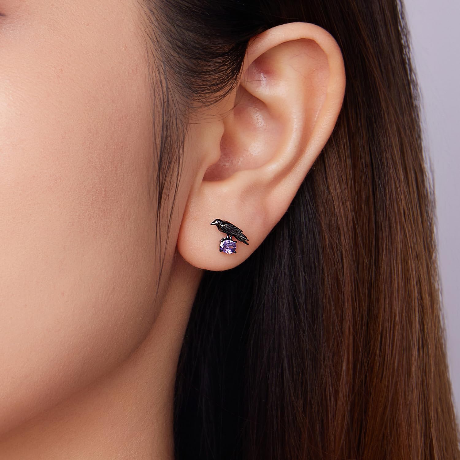 Goth Earrings for Women Halloween - 925 Sterling Silver Hypoallergenic Skull, Crow, Spider Skull Earrings | Halloween Jewelry Ladies' Gifts