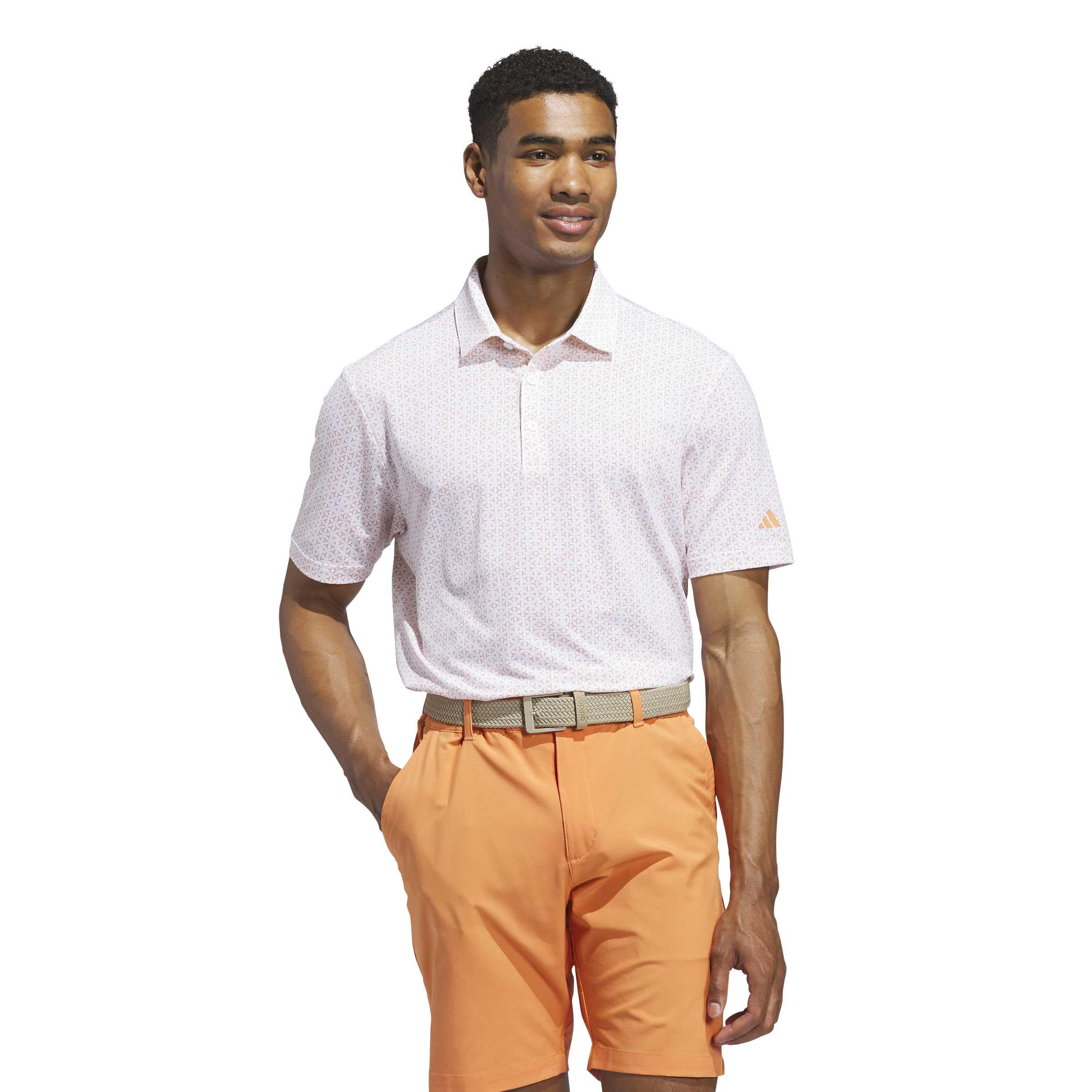 adidas Men's Ultimate365 Mesh Tango Print Climacool Polo Shirt, White, Dusky Orange, 3XL