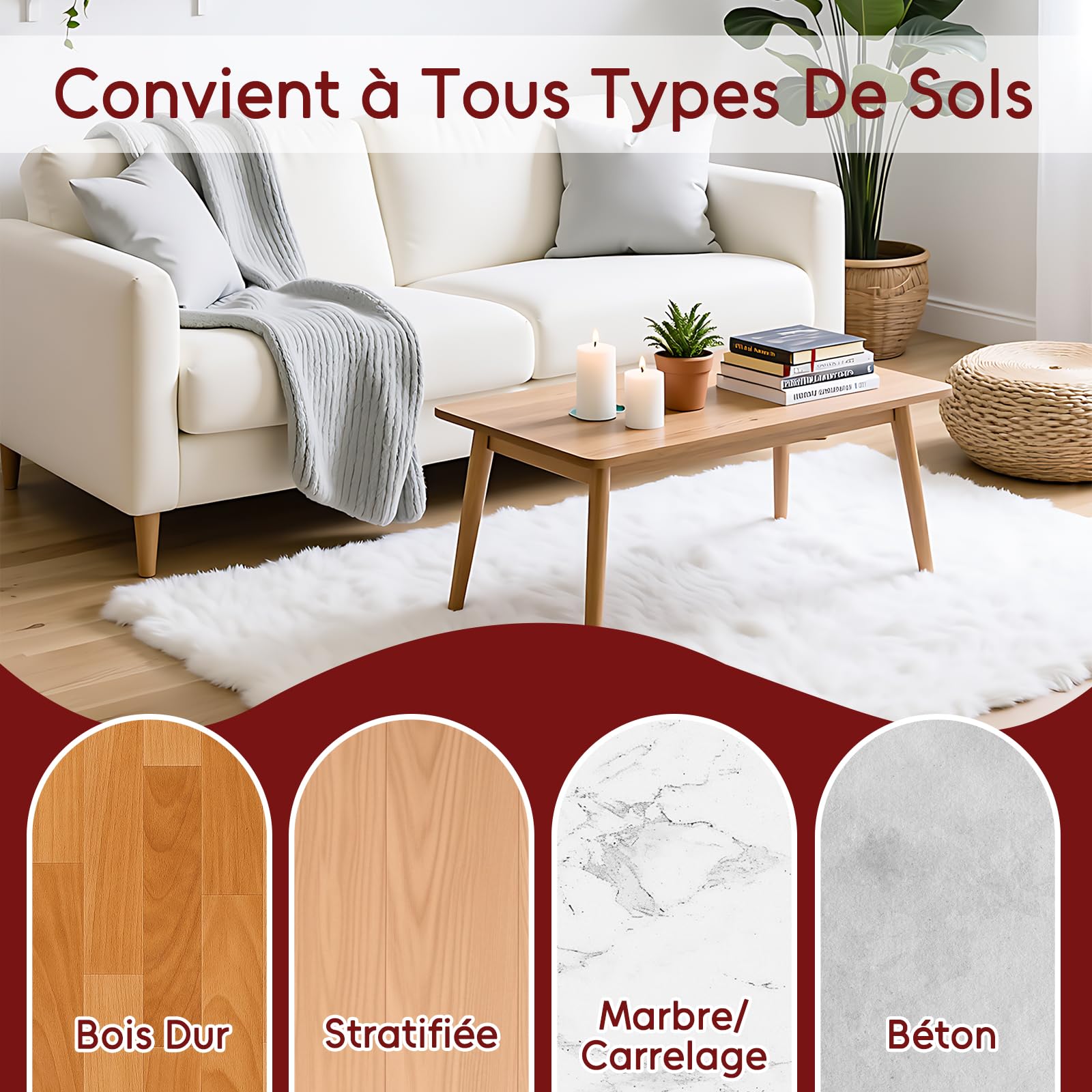 Tapis en Feutre antidérapant avec Envers en Caoutchouc, 150 x 210 cm, Tapis Antidérapant Découpable Universel, pour sols en Bois Dur, Doux et sûr