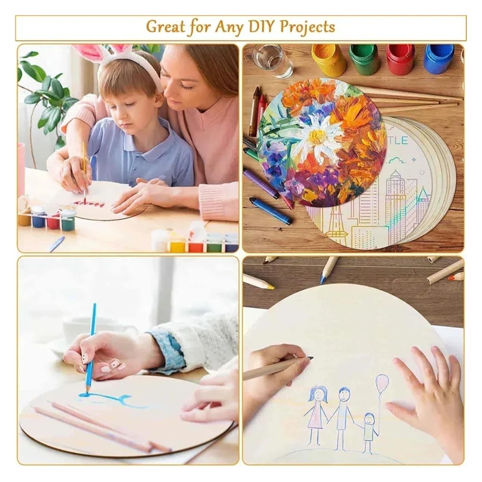 Rzeźba w drewnie, 15-30 cm, naturalne, niedokończone drewno, okrągłe plasterki, puste drewniane rundy do majsterkowania, sztuki, dekoracji wnętrz, palenia, rzeźbienia i malowania drewnianych patyczków