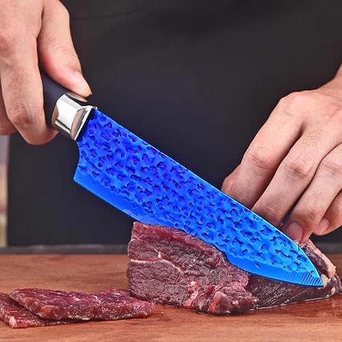 Miniatura 7 de Rainbow - Juego de cuchillos de cocina antiadherentes con bloque de hoja gruesa, juego de cuchillos de chef de calidad afilada para uso doméstico y