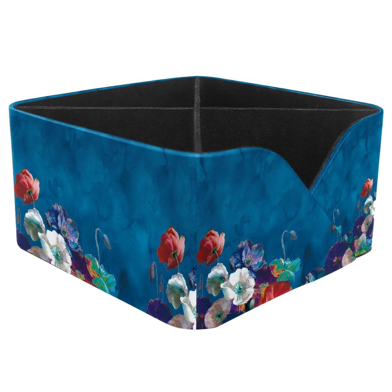 KengjuTesu Colorful Poppies Desktop Organizer Pen Holder, Rectangular Pencil Cup for Office, Study and Makeup Stations
