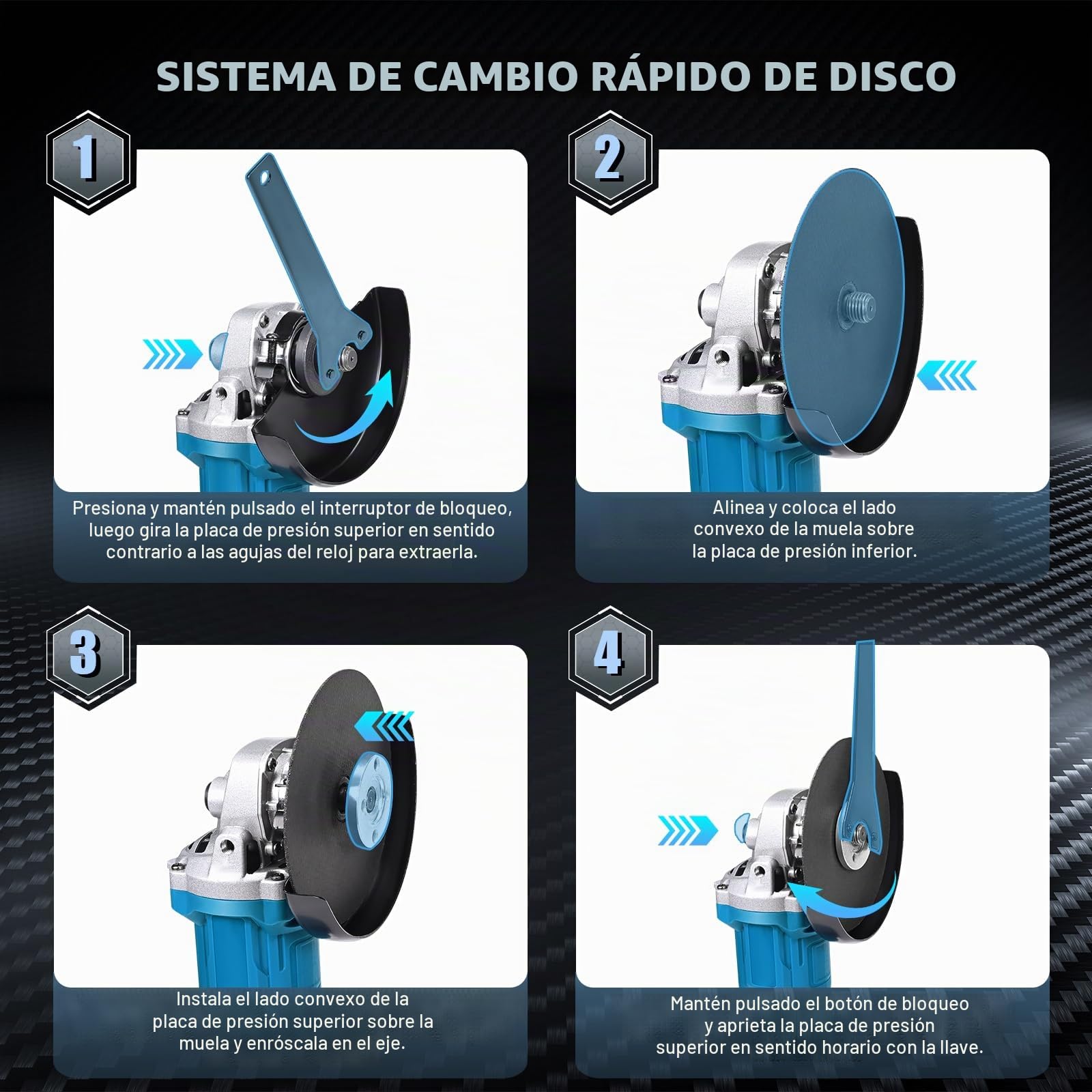Amoladora Angular a Batería, 900W Amoladora Angular sin Escobillas, incl. 2x Batería 4.0Ah & Cargador Rápido, vel. regulable, Amoladora inalámbrica para Cortar, Pulir y Amolar