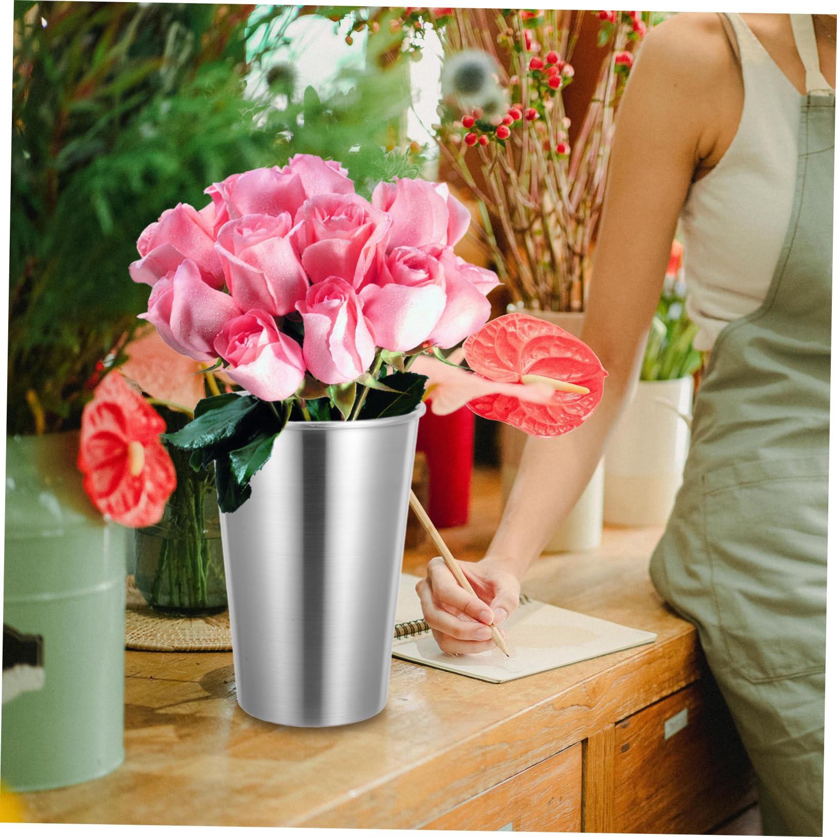 Amazon｜CRAFTHROU 花のバケツ 花バケツ 卓上植木鉢 雑貨バケツ 植木鉢