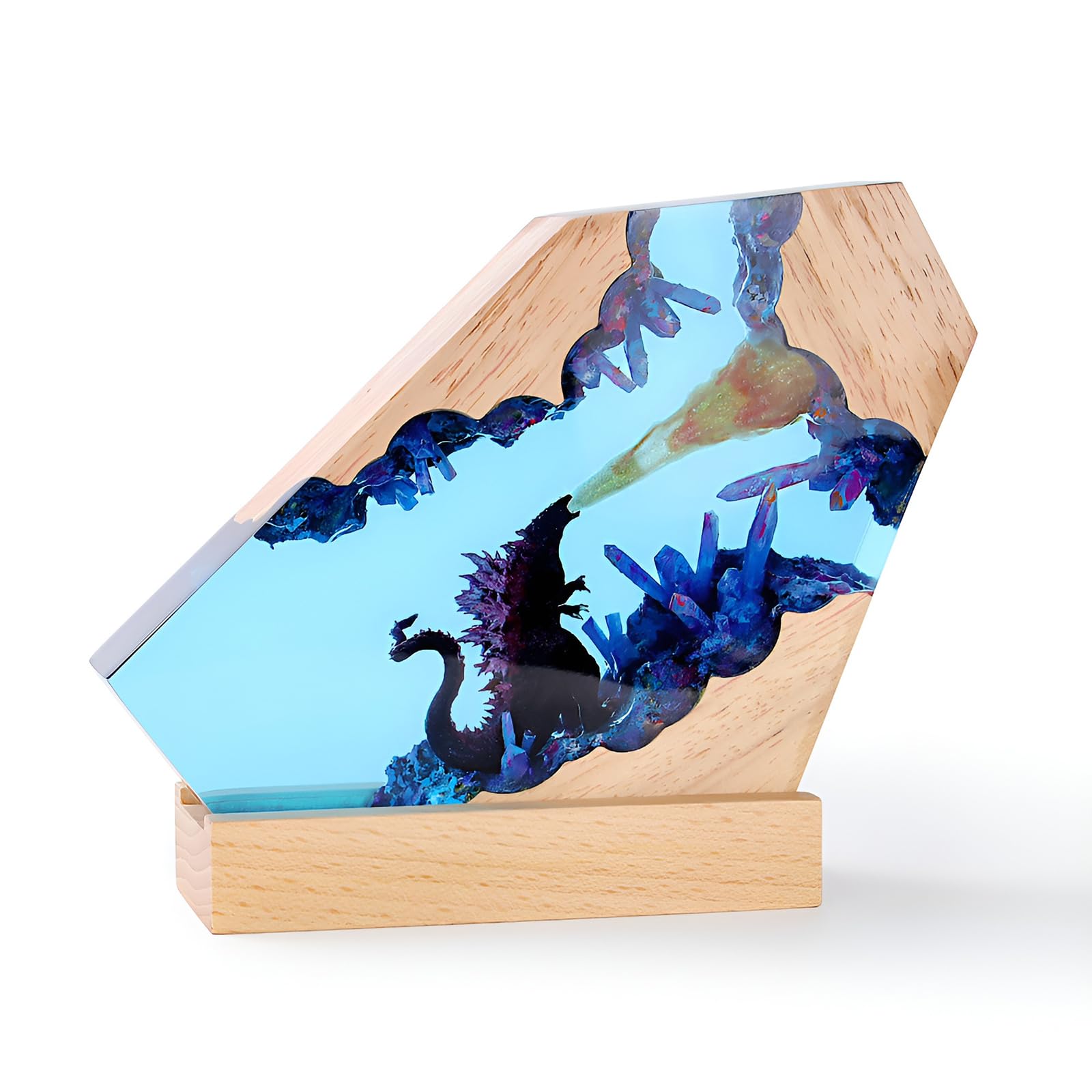 Syfunlv Epoxy Resin Godzilla Night Light, Godzilla Cube Decoration, USB Sleep Lights, Monster Bedside Lamp, Adjustable Lighting, 7.5 cm, for Room, Indoor, Home, Bedroom (Style 3)