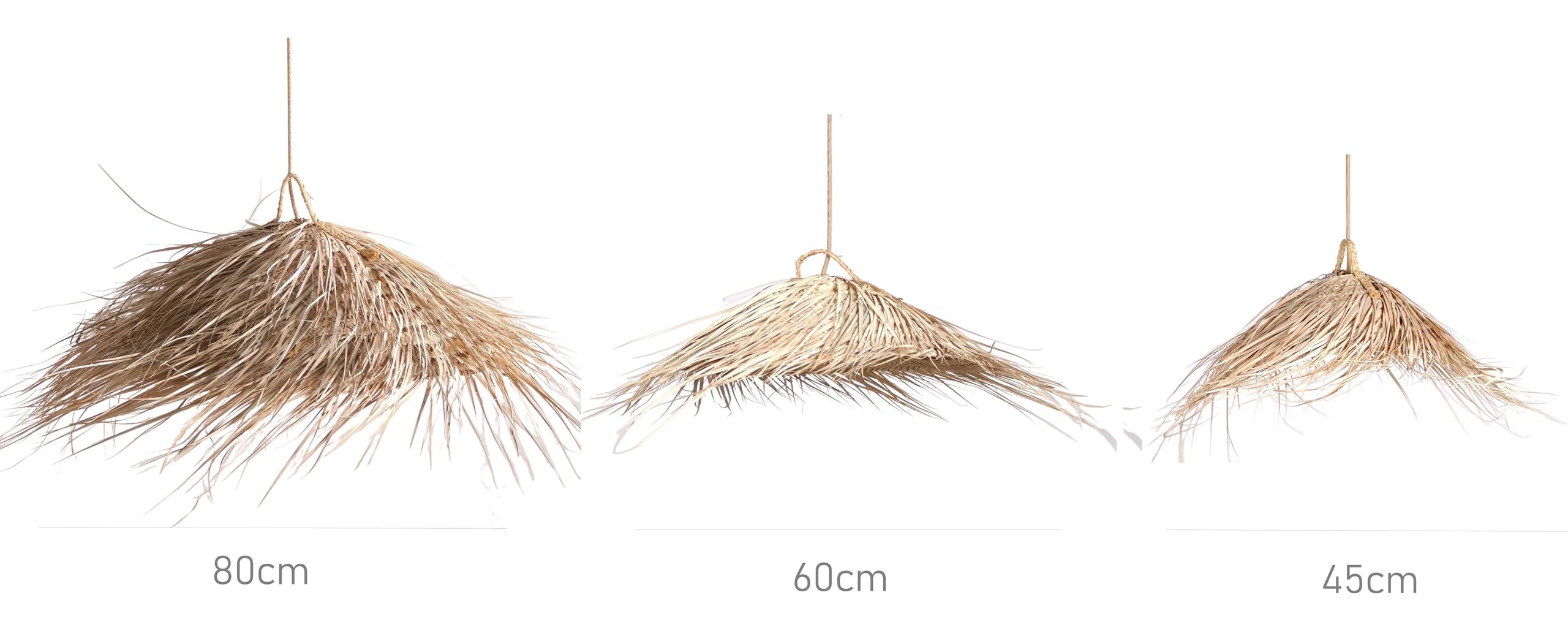 Suspension Luminaire en Paille, Abat jour Suspension Parasol naturel, Fait Main (Taille S Ø60cm)