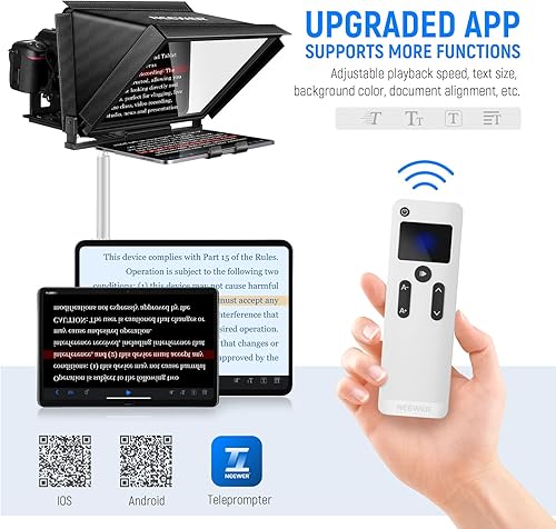 Miniatura 4 de NEEWER Teleprompter de aluminio X12 con control remoto RT-110 (conectado a través de Bluetooth en la aplicación NEEWER Teleprompter) y funda de