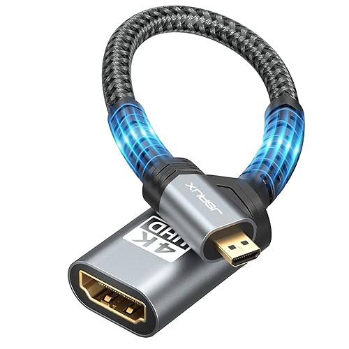 JSAUX Paquete de 2 adaptadores micro HDMI a HDMI, cable adaptador micro HDMI macho a HDMI hembra, 4K 60Hz HDR 3D 18Gbps, compatible con Nikon Zfc