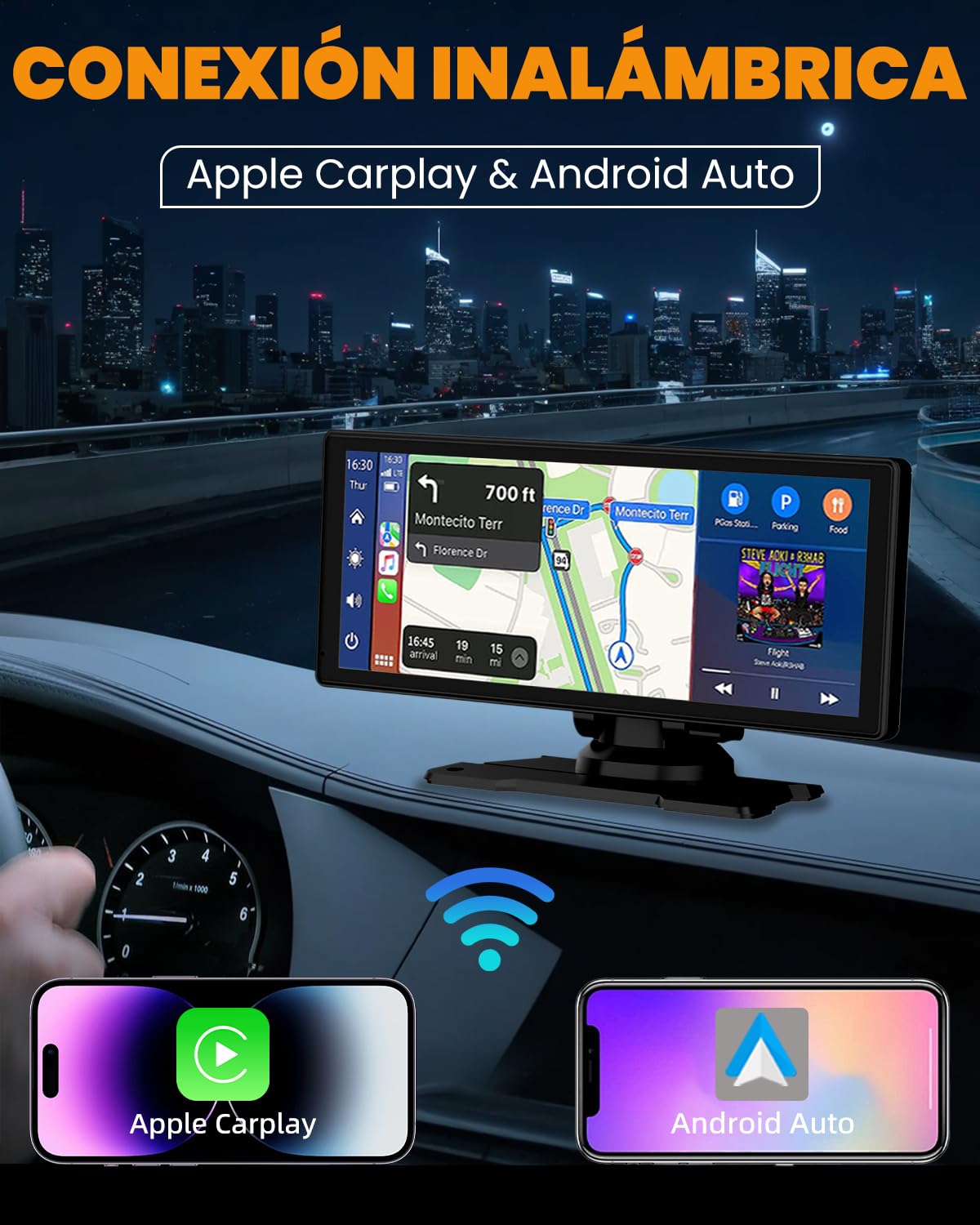 Pantalla Coche, 8.88" Pantalla Carplay Coche para Apple y Android con HD 1080P Cámara Trasera y Delantera, Navegación GPS, Bluetooth 5.2, Control por Voz Manos Libres, Mirror Link, FM, AUX