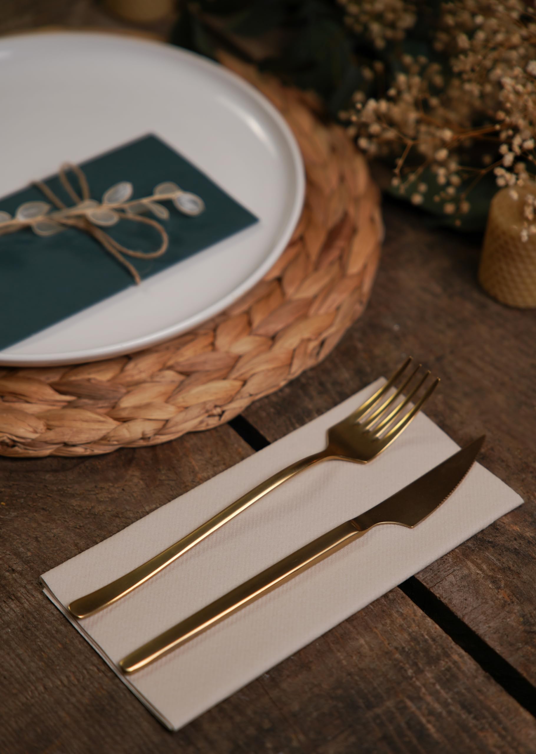 Servilletas de papel beige | Servilletas desechables de lino para invitados | Toallas de mano | Toallas de mano | Servilletas de papel suaves y absorbentes para cocina, baño, fiestas, bodas, cenas |