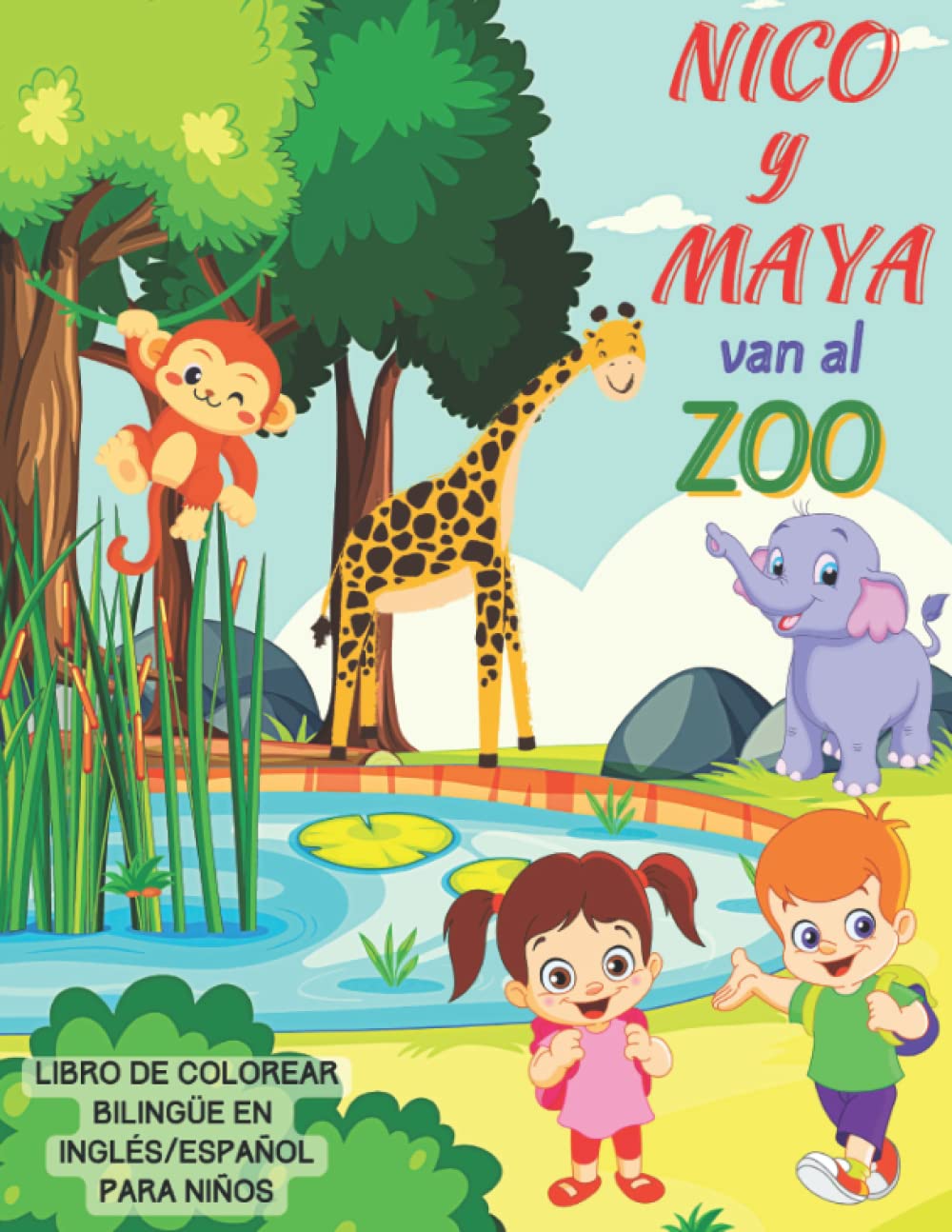 Buy Nico Y Maya Van Al Zoo: Libro De Colorear Bilingüe De Animales De Zoo En Inglés/Español Para