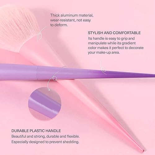 Miniatura 5 de BRÜUN Juego de brochas de maquillaje - Un (17 piezas) de alta calidad sintético y colorido kit de pinceles con esponja superior púrpura e inferior