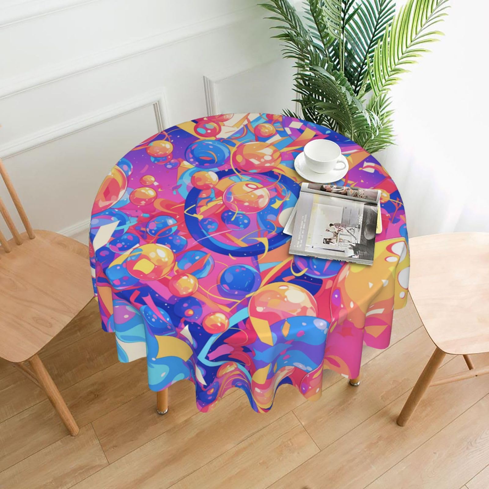 HLBSDM Multicolor Printed Practical Round Tablecloth, Durable, Suitable for Home, Restaurant, Hotel, Gathering, and Decorative Table Covers