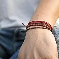 Vista 228 de Handmade Natural Stone Beaded Healing Bracelet Gift for Men Adjustable Rope String Bracelet