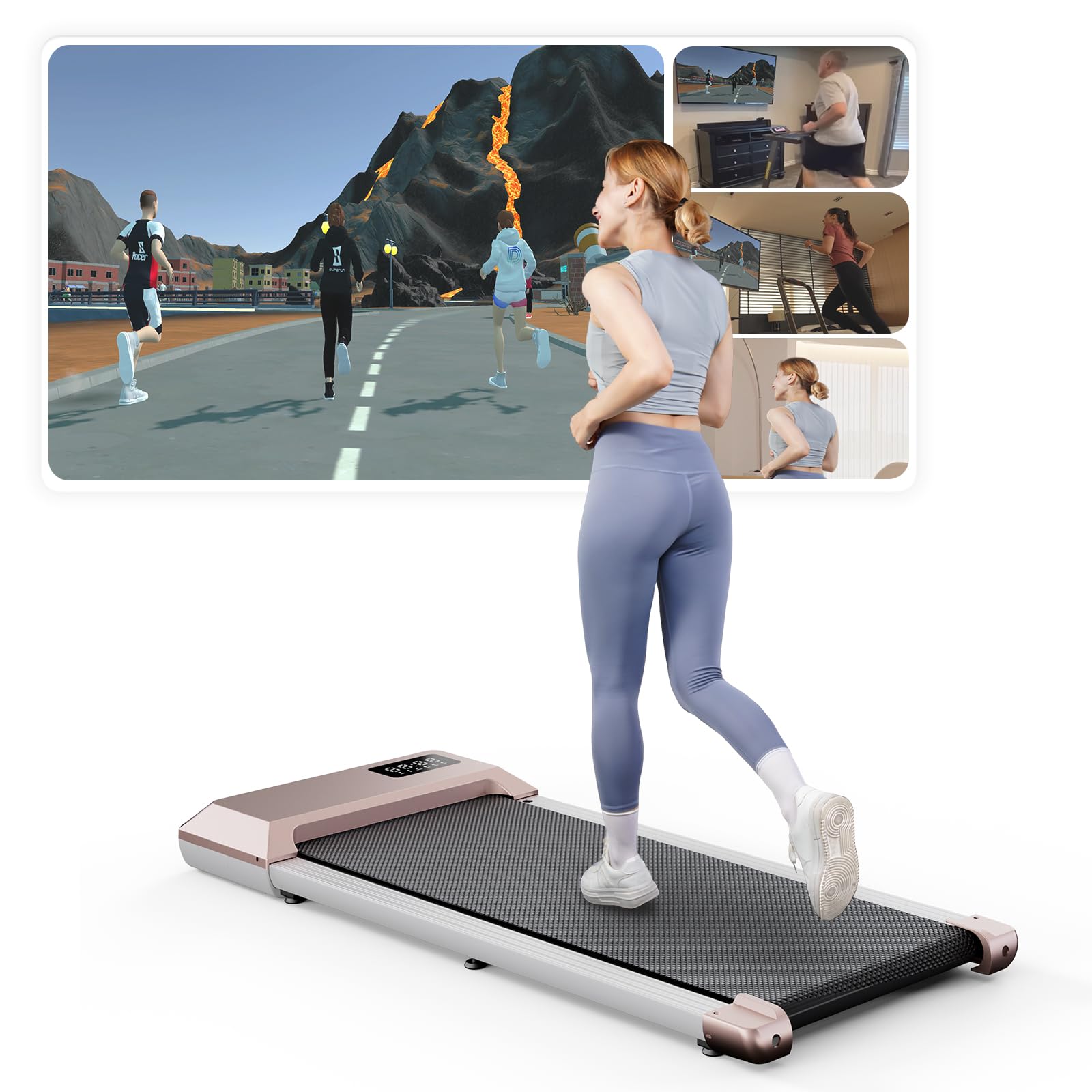 Superun Tapis Roulant Elettrico, Walking Pad 1-6KM/H Tapis Roulant Salvaspazio con Telecomando e Display LCD, Treadmill Capacità Massima 136 Kg, Installazione Gratuita…