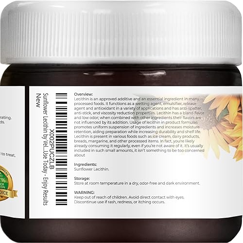 Vista 16 de velona Lecitina líquida pura de girasol, 4 onzas líquidas, grado alimenticio, sin blanquear, emulsionante, estabilizador, suavizante, suavizante