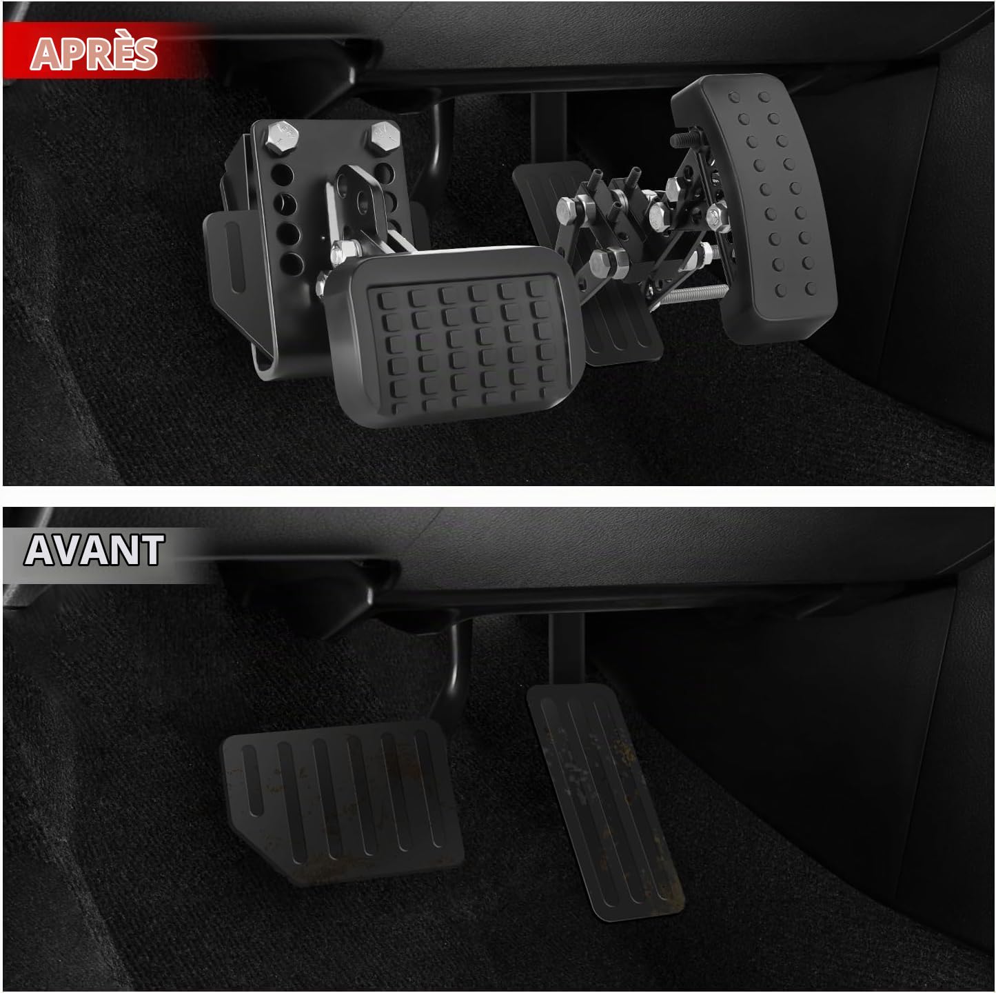 Prolongateurs de Pédales d'Accélérateur et de Frein pour Personnes de Petite Taille, Extension Universelle Réglable en Angle et Longueur, Design Anti-Dérapant pour Voiture, Go-Kart et Voitures Jouets,
