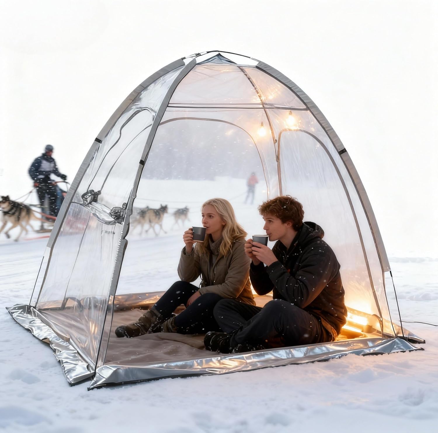 1-2 Person Waterproof Windproof Clear Sport Shelter - Ice Fishing Tent & Cold-Weather Resistant Winter Tent for Family, Fans, Planting, Reading, Patio Sunbathing & Outdoor Watching
