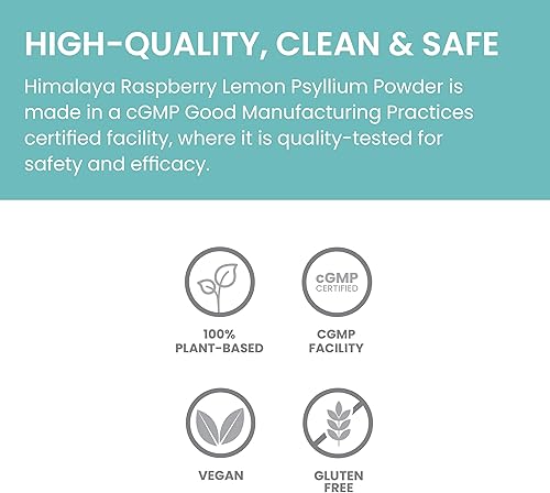 Miniatura 5 de Himalaya Polvo de Cáscara de Psilio con Frambuesa y Limón, Suplemento Diario de Fibra para la Salud Digestiva y Regularidad, Sin Azúcar, Sin Gluten,