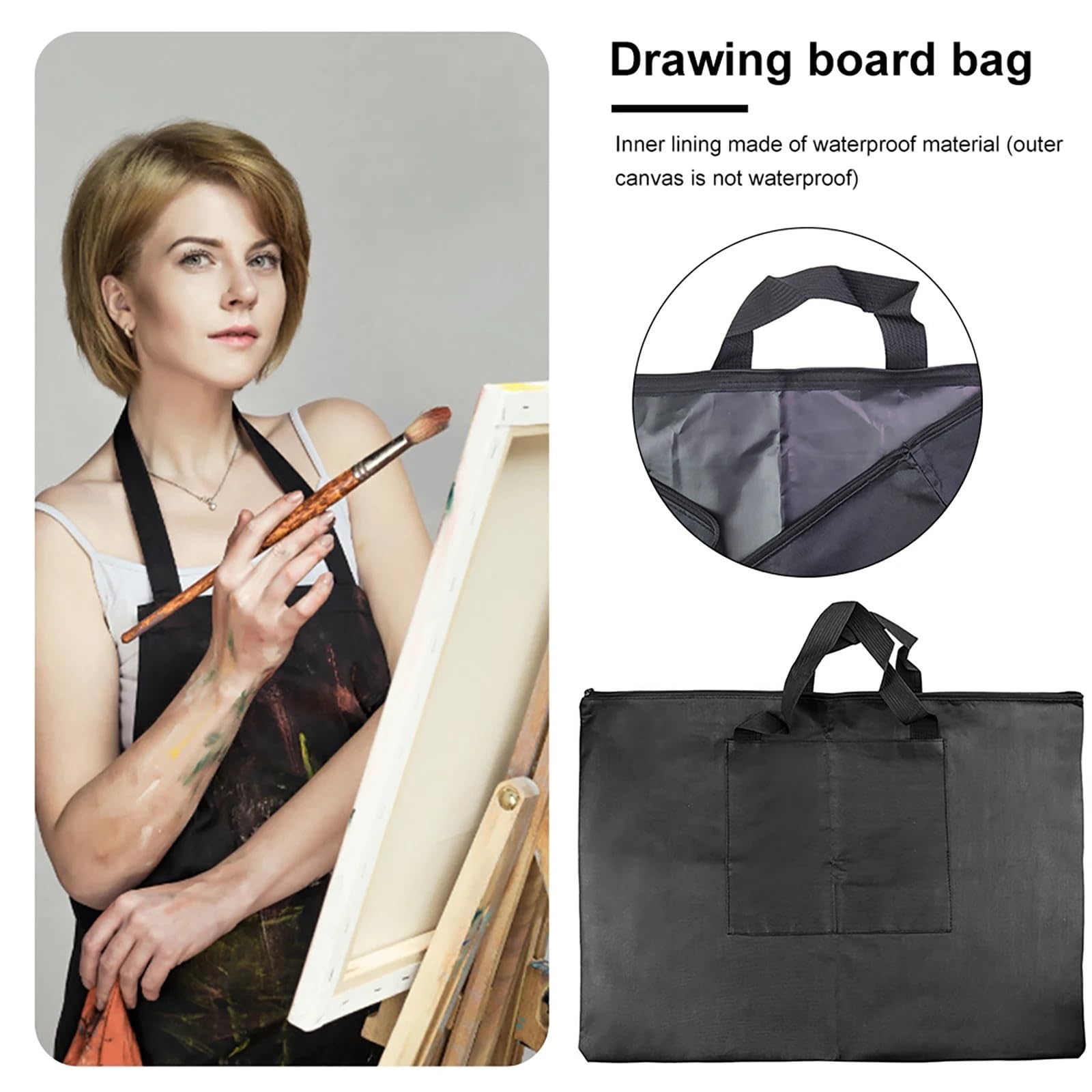 Bolsa para Portafolios De Arte Bolsa de portafolio de Arte, Bolsa for bocetos de Pintura con Bolsillo Exterior y asa, Bolsa for Tablero de Pintura for Artistas, Estudiantes, Trabajos de Arte
