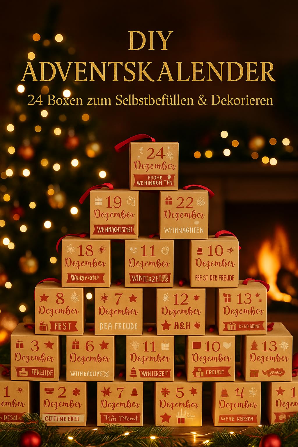 10x Adventskalender Päckchen/Adventskalender zum selbst Befüllen/wählbare Designs/Weihnachtskalender/Kinder/Häuser