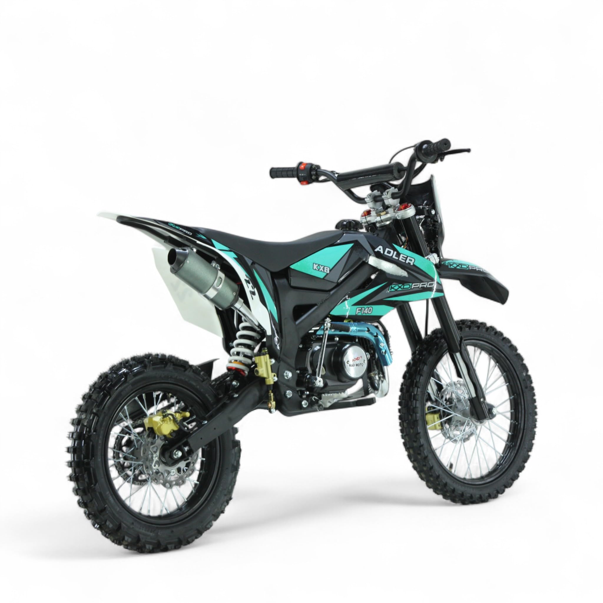KXD 612 Adler 140CC 17″ 14″ Adler 140ccm Dirt Bike Cross Bike E&K Motor Bike mit Scheinwerfer Cross Bike Offroad-Power Motor 90 km/h Türkis