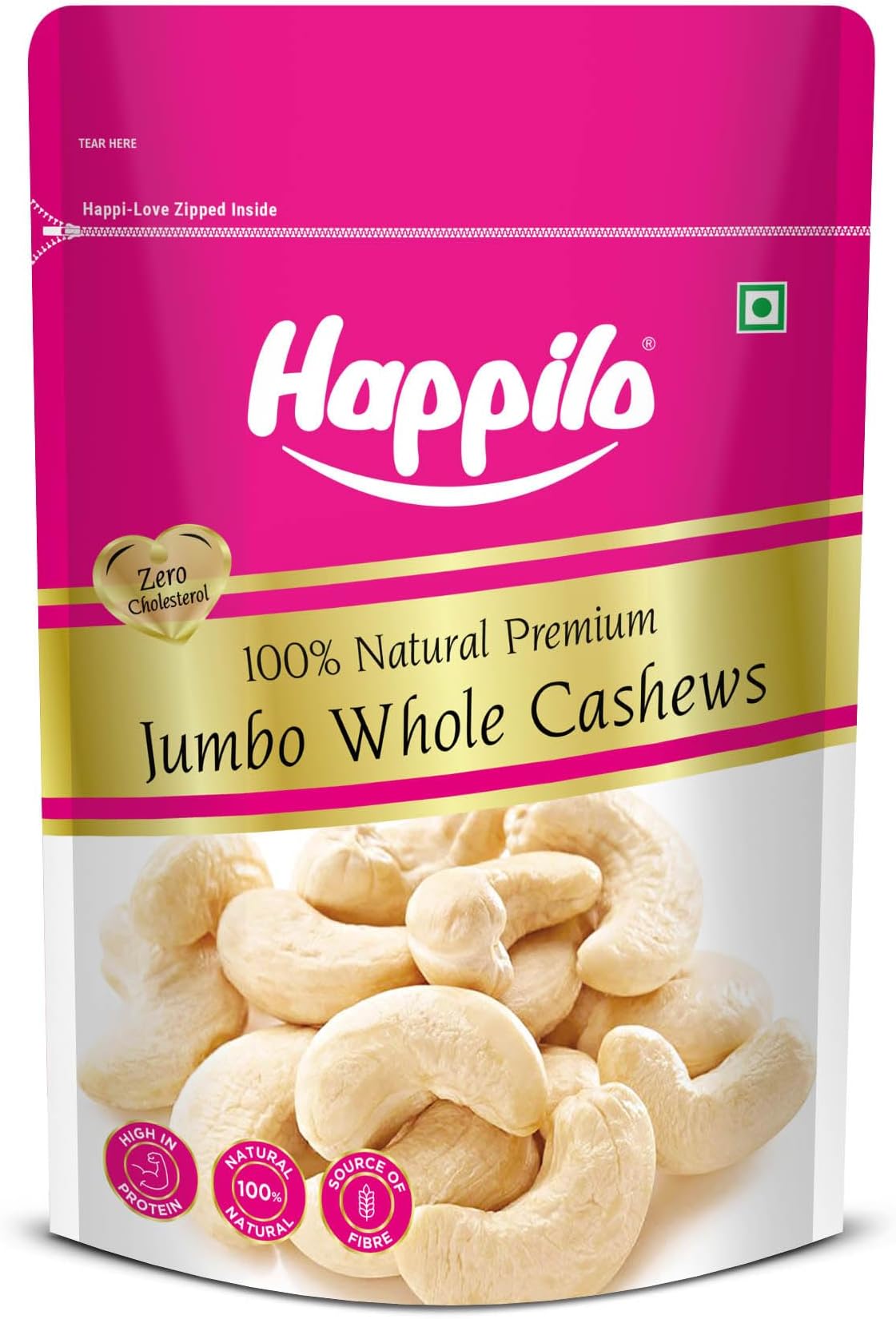 Happilo Natural King Size Whole Cashews 200g Value Pack | Dry Fruits, Kaju, Healthy Snacks | Unsalted Cashew Nuts | Crunchy, Nutritious & Delicious Nuts | Rich in Protein, Magnesium & Phosphorus
