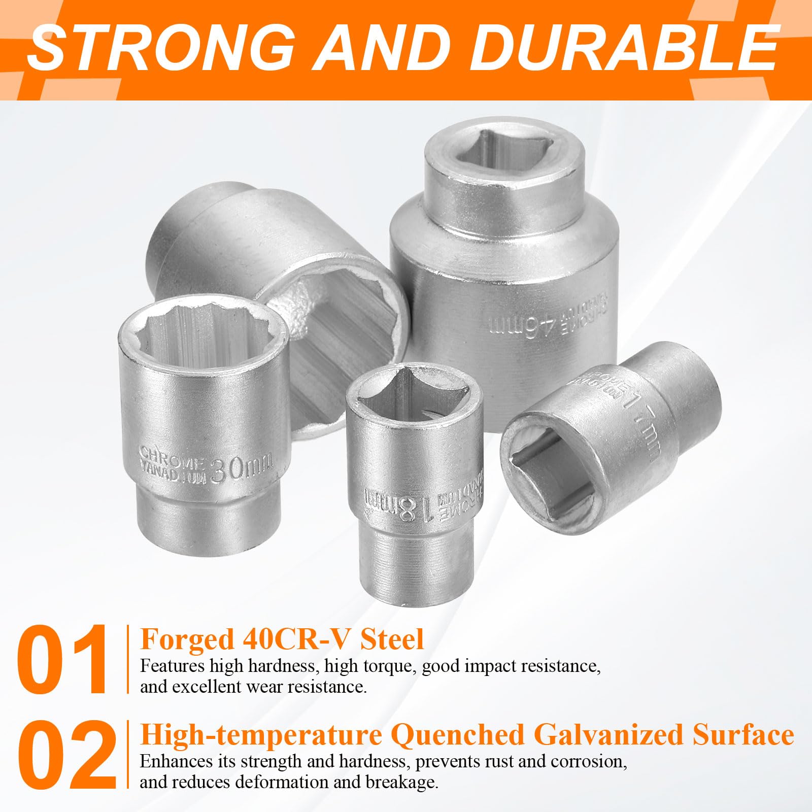 QUARKZMAN Vaso de Impacto 12 Puntos Accionamiento 3/4" 33mm 3 Piezas
