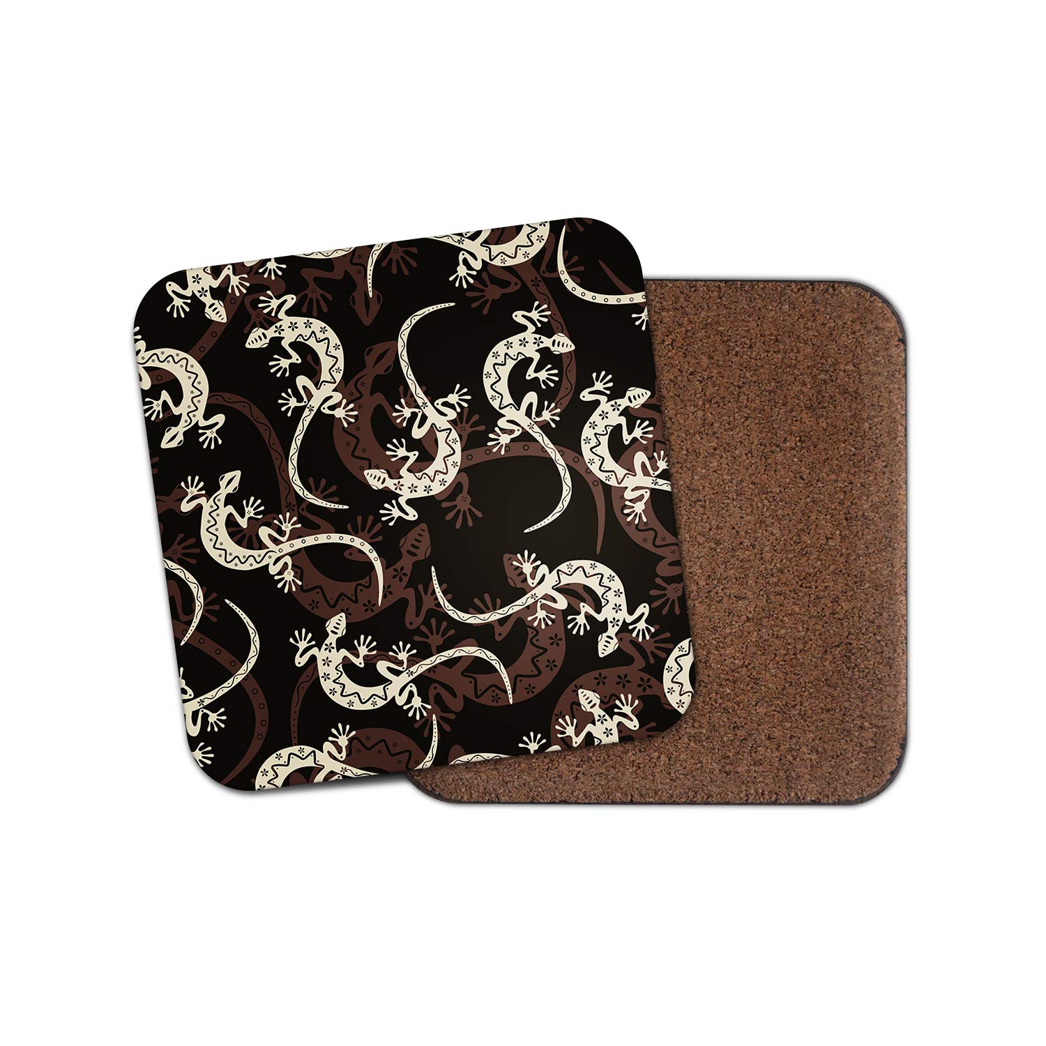 Destinationvinyl Multicolor 1 X Aztec Lizard Print Coaster - Gecko Gekko Cute Animal Kids Fun #13101