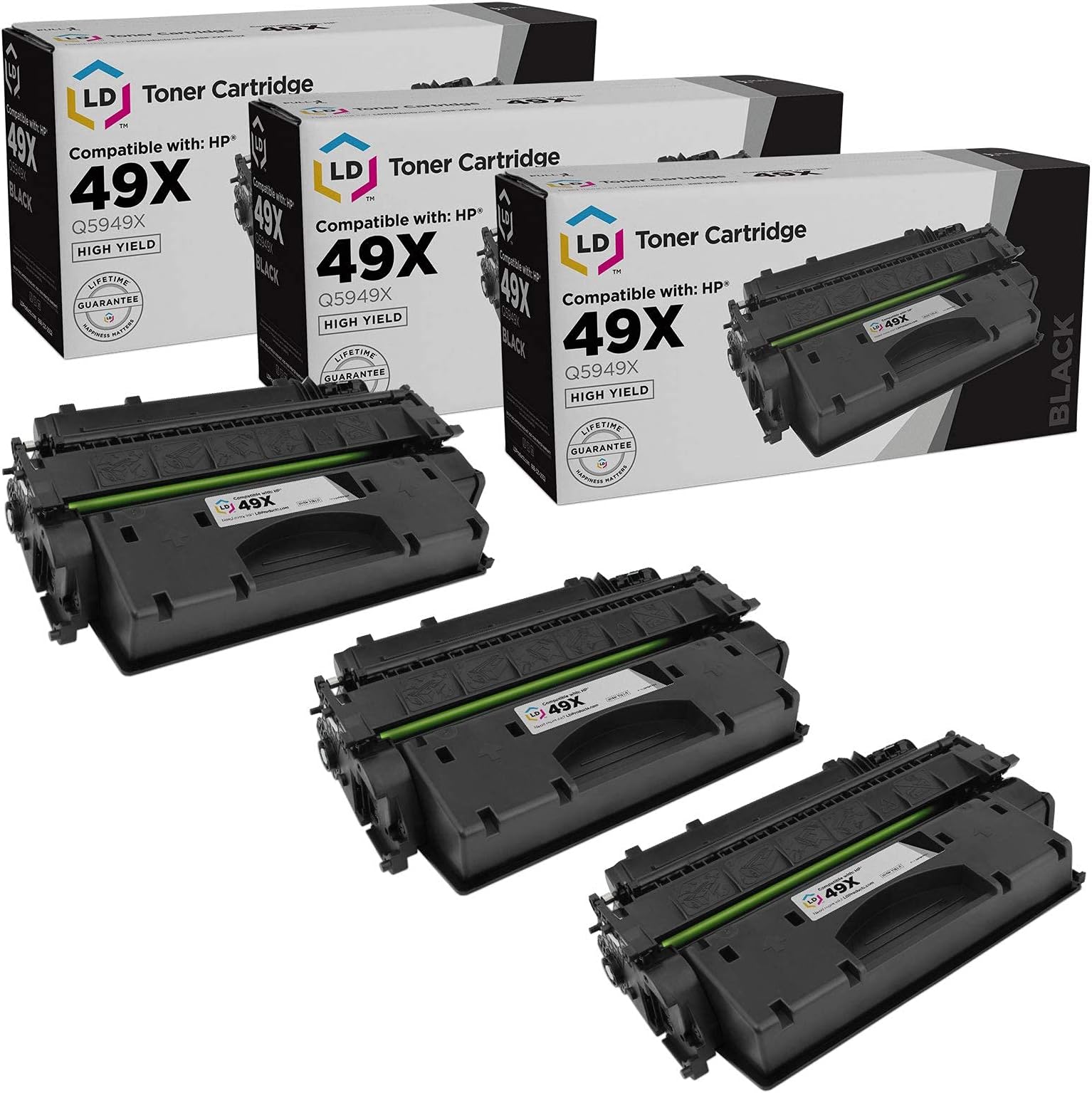 LD Compatible Toner Cartridge Replacement for HP 49X Q5949X High Yield (Black, 3-Pack)