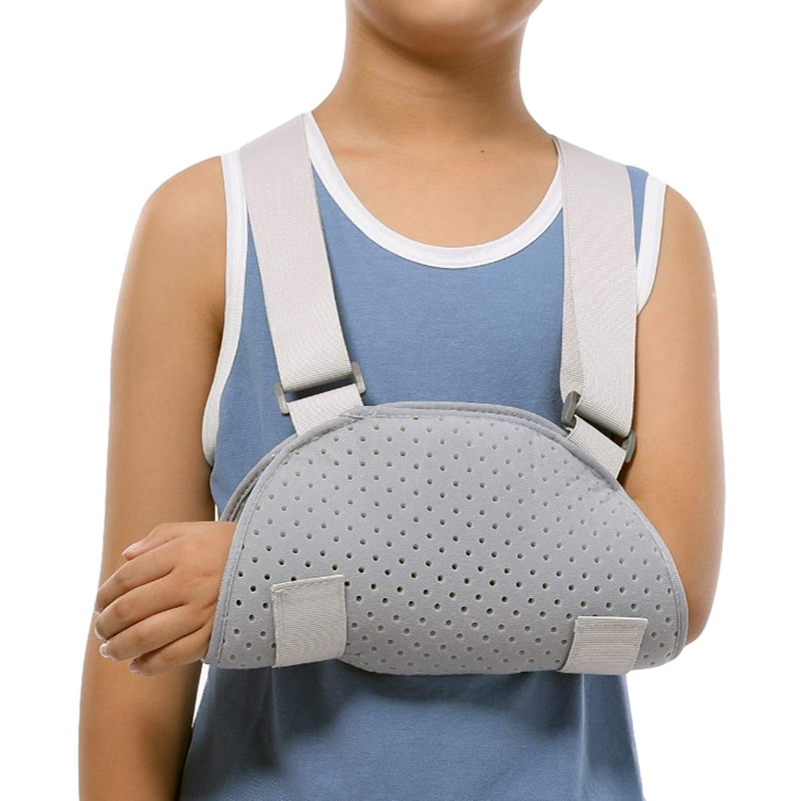 Cabestrillo para niños, material transpirable, máxima comodidad, manguito rotador totalmente ajustable, soporte de codo para hombro roto y espacio de almacenamiento para estabilizar el brazo