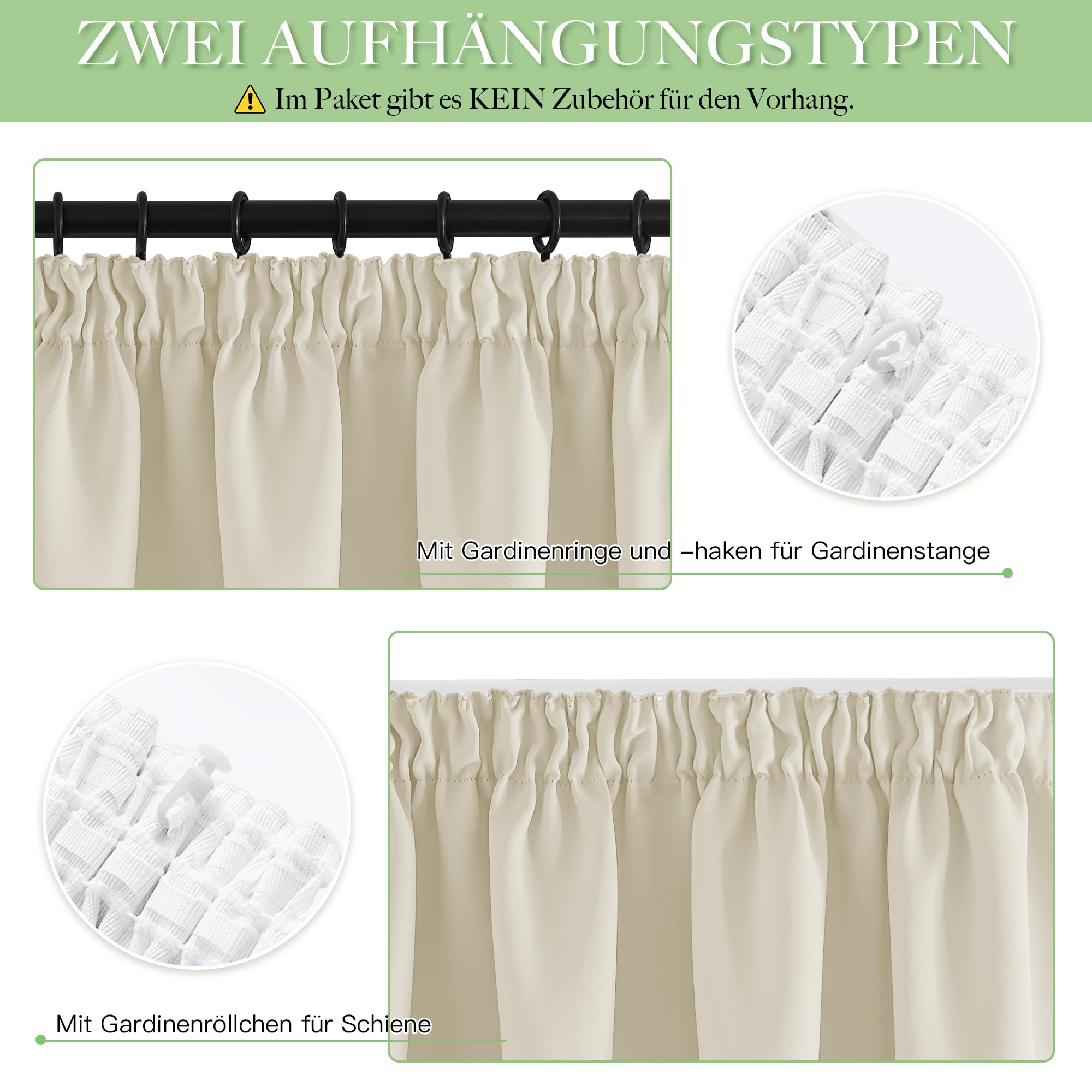 KGORGE Raumteiler Vorhang Blickdicht Thermovorhang Hitzeschutz Kräuselband | Hellbeige,1er Set,H245 x B200 cm,Thermo Vorhang gegen Hitze für Schienensystem,Verdunkelung,Sonnenschutz,für Wohnzimmer