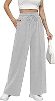 Missufe Women's High Waist Wide Leg Joggers: Lightweight Lounge Sweatpants with Pockets for Workout & Casual Wear