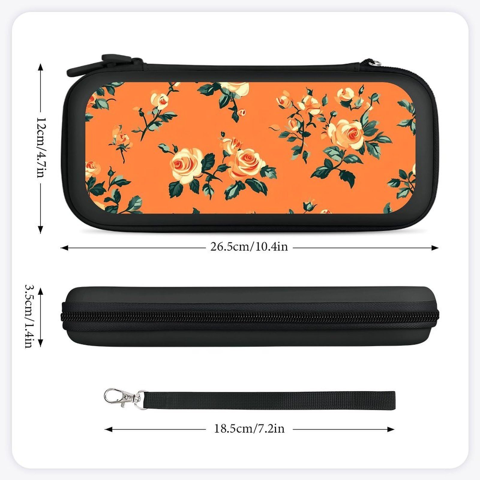 Rose Flowers Compatible with Switch Carrying Case Hard Travel Game Bag Pouch with 15 Games Accessories Black-style