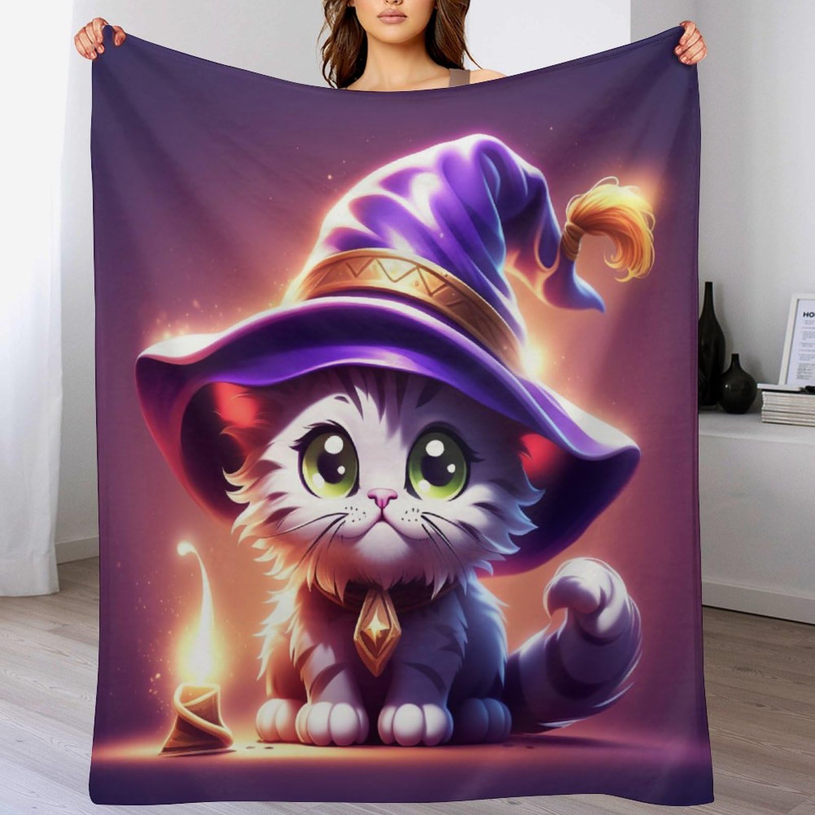 Couverture Halloween chat flanelle contre le froid sur le canapé 130x150