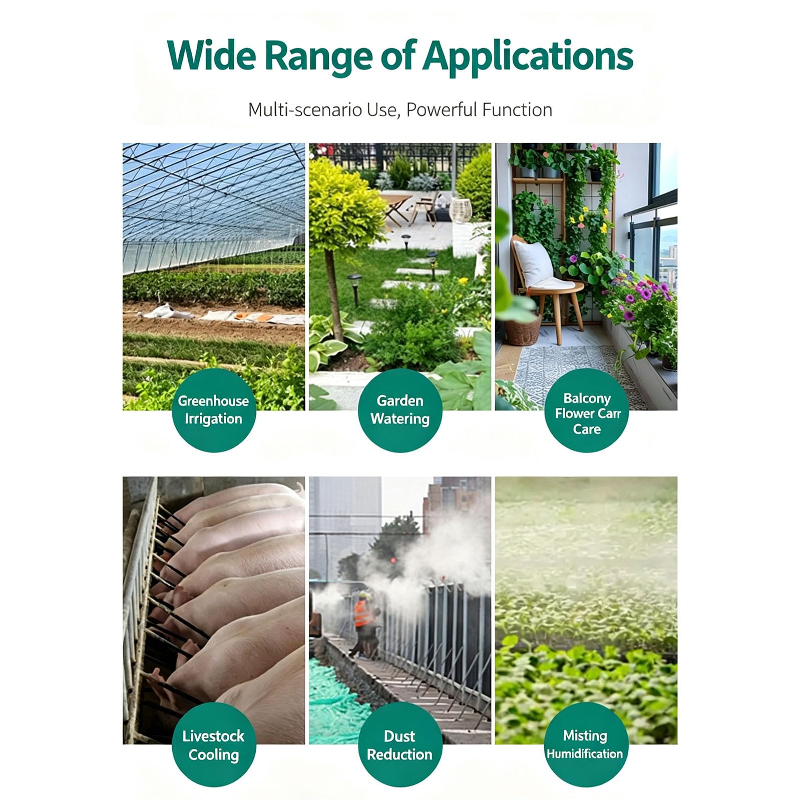 Kit De Sistema De Refrigeración por Nebulización | Equipos de Riego por Nebulización, Aspersores y Kits de Riego para Ganado, Plantas de Invernadero y Vallas de Construcción