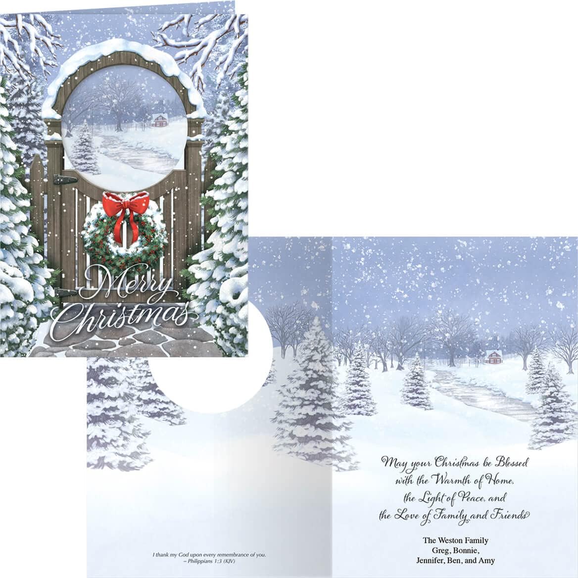 Fox Valley Traders Custom Blessings of Christmas Cards set of 20, Card Only Personalization