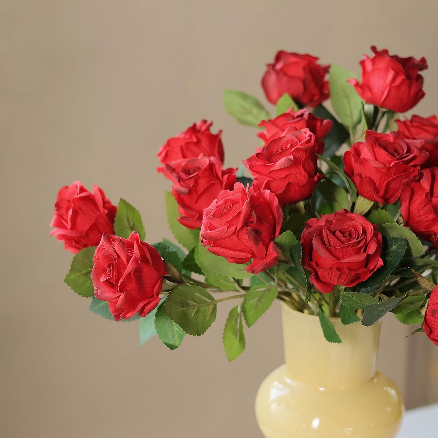 YXZZWL 60 Pcs Artificial Roses in Bulk, Fake Silk Roses Realistic Roses Stem Faux Roses Bouquet for Wedding Centerpieces Flower Arrangement Home Decor (Red) - Image 6