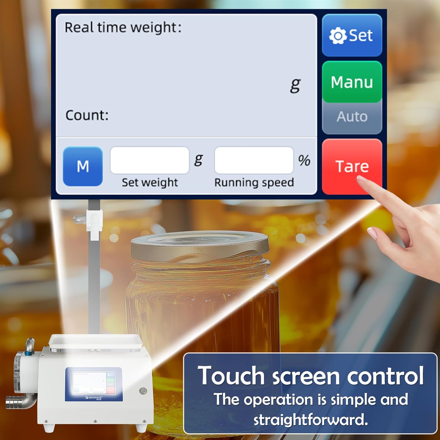 Filling Machine, Paste Filling Machine With Real-Time Weight Display, Maximum flow rate 2.64 gal/min Electric Liquid Filling Machine For Viscous Liquids Such as Honey, Salad Dressing, Ketchup