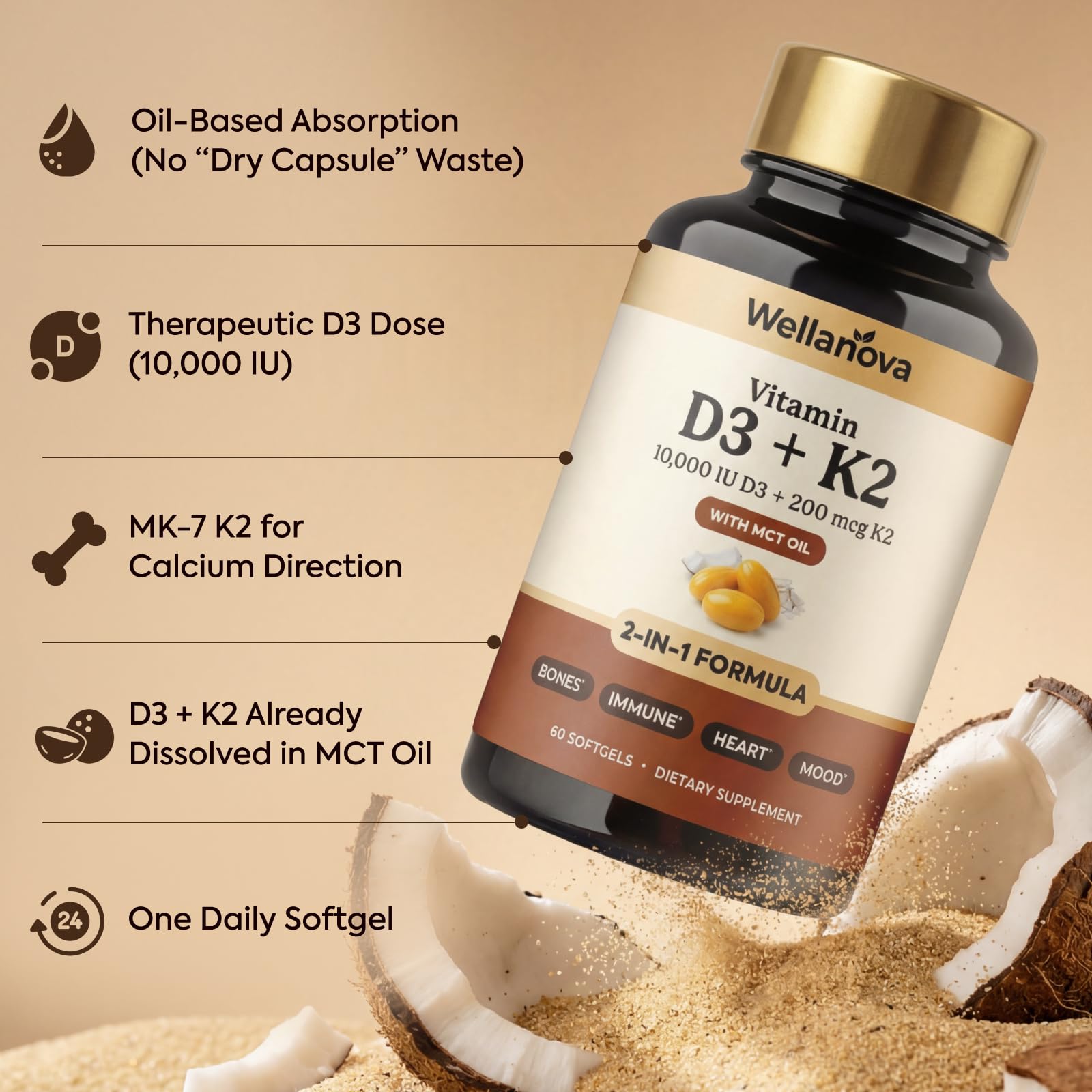 Vitamin D3 K2 10,000 IU – Pure 2-in-1 Vitamin Supplement for Men & Women — Amazon image 4