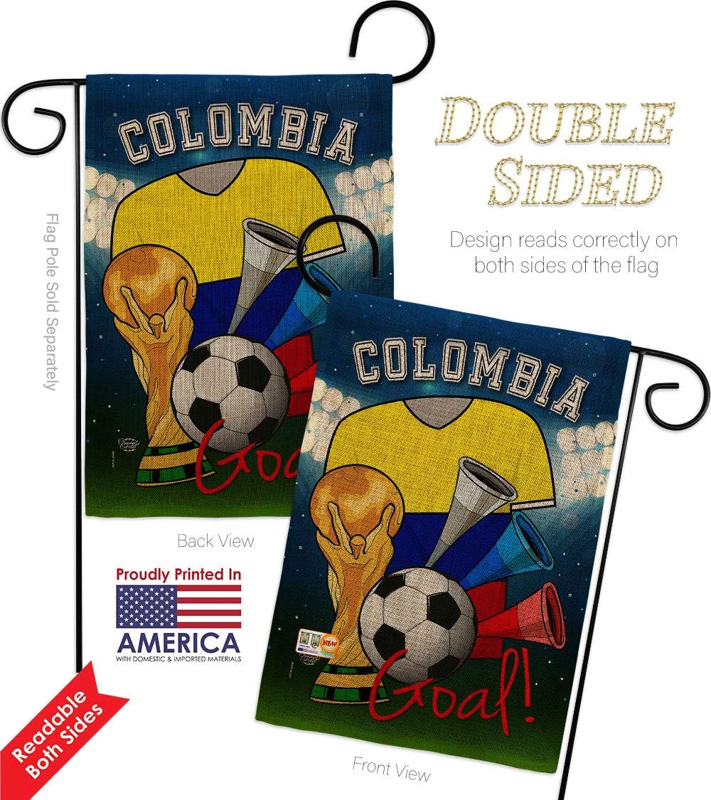 World Cup Colombia Soccer Burlap Garden Flag Set Wall Hanger Sports Game Goal Ball Football Entertainment Activity Physical Small Decorative Gift Yard House Banner Double-Sided Made In USA 13 X 18.5