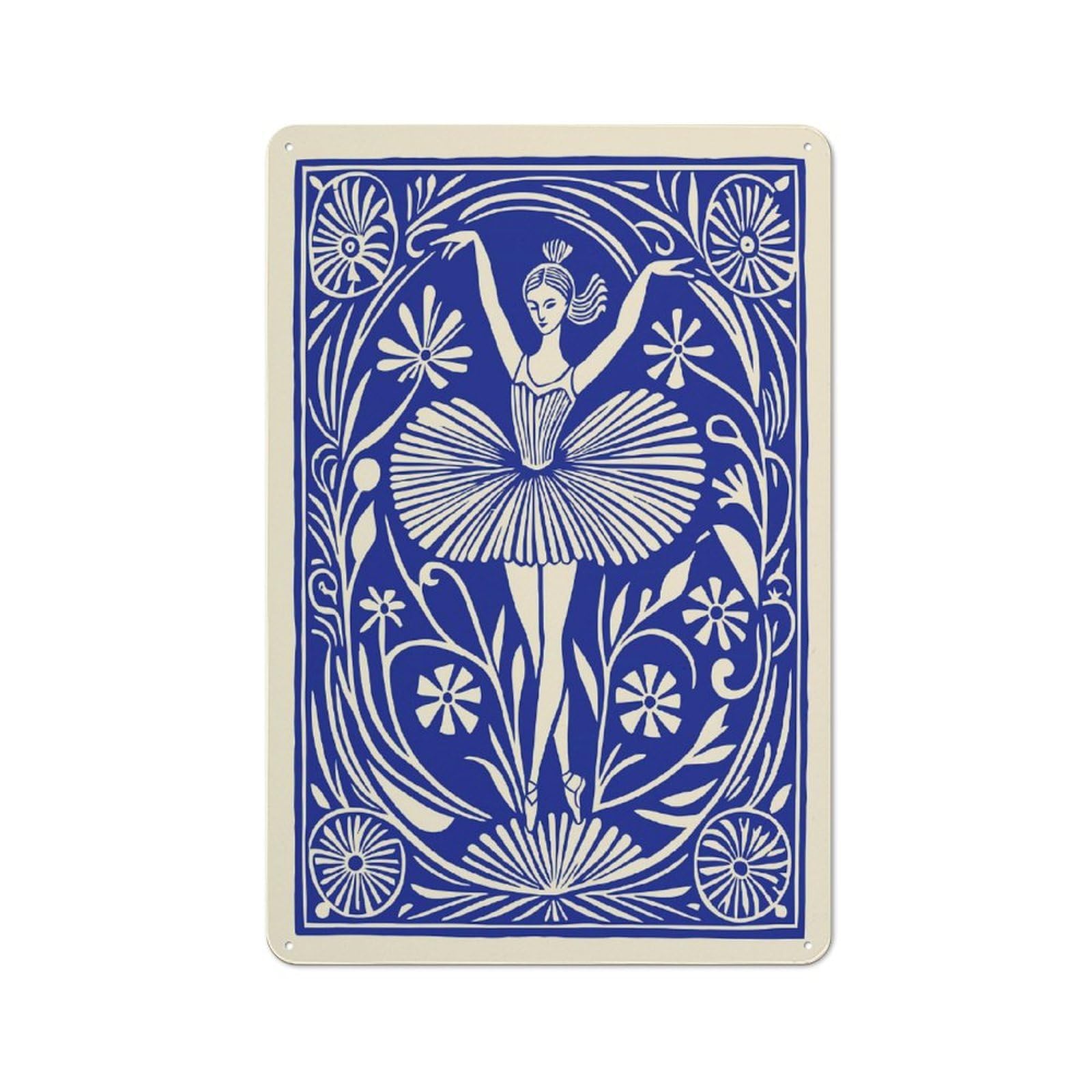 Junmoney Style-9 Casual Ballet Dancer In Floral Frame Shed Metal Sign 30X20cm, Shed Wall Decor For Greenhouse, Garden Room, Cafe Or Entryway