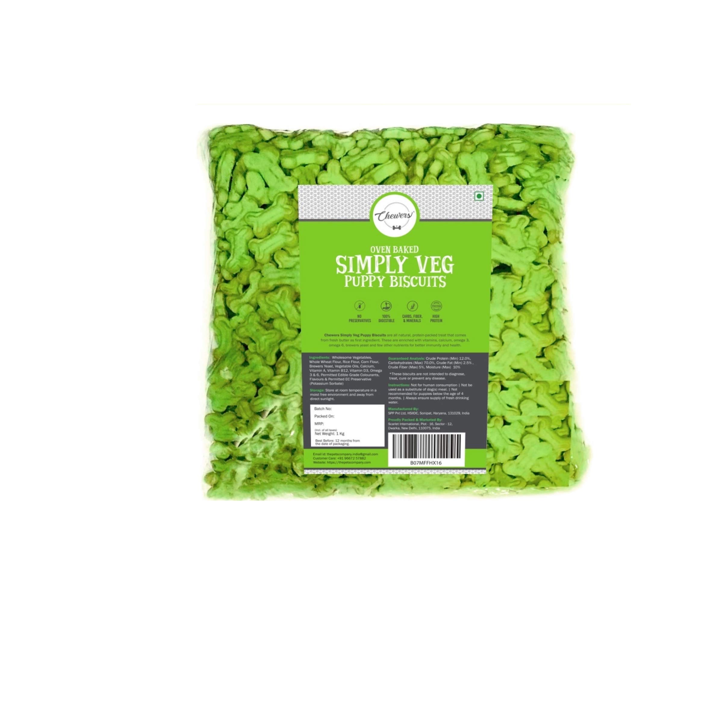 Chewers Oven Baked Simply Veg Puppy Dog Biscuits, Nutritious and Digestive Natural Dog Treat 1 Kg (B07MFFHX16) Amazon Price History, Amazon Price Tracker