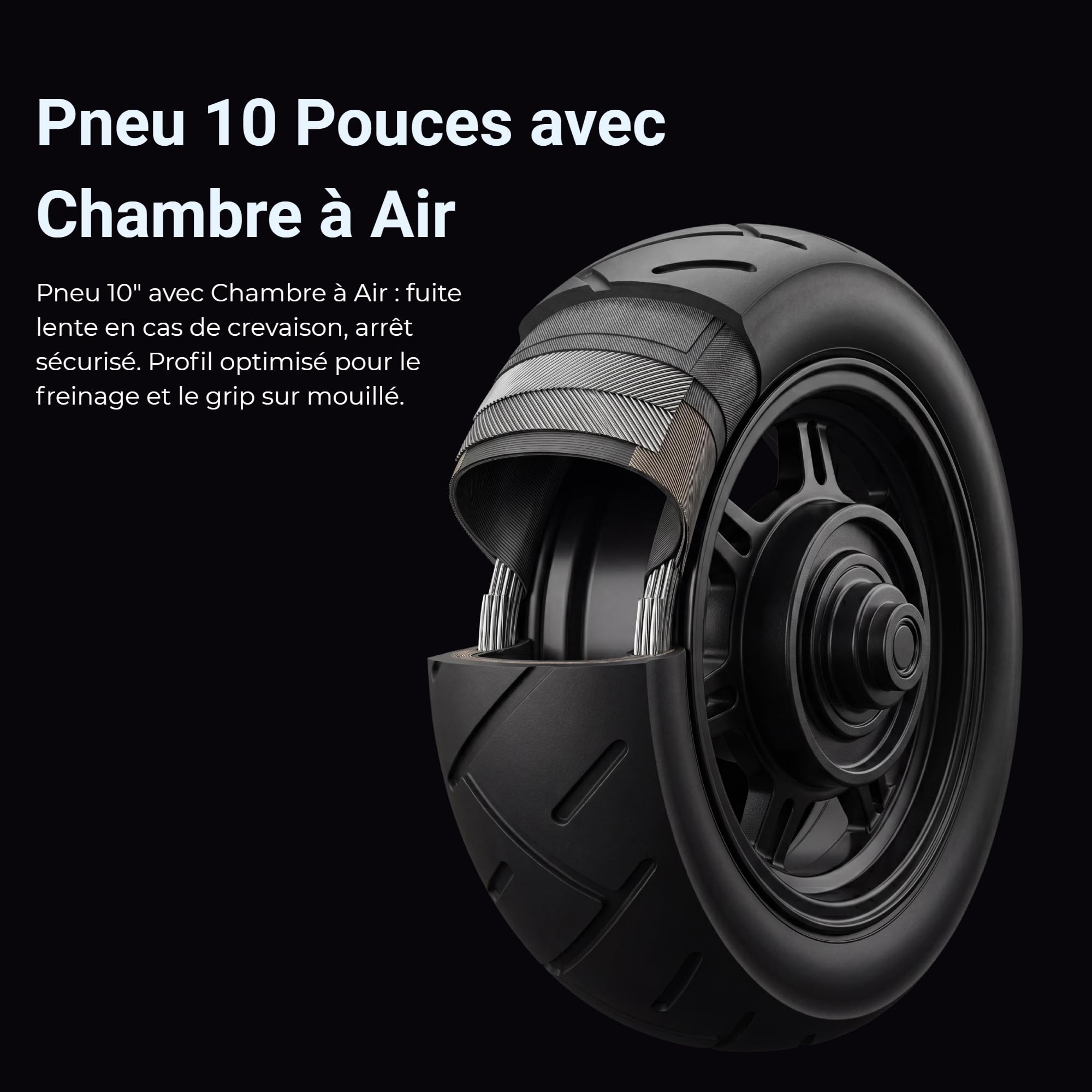 N5 Trottinette électrique 25 Km Autonomie Pneu 10" avec Chambre | Moteur 350W, Pente 18%, Double Frein, Traction arrière, Système BMS, Système TCS, Pliable, Légère 15,8 Kg, IPX4